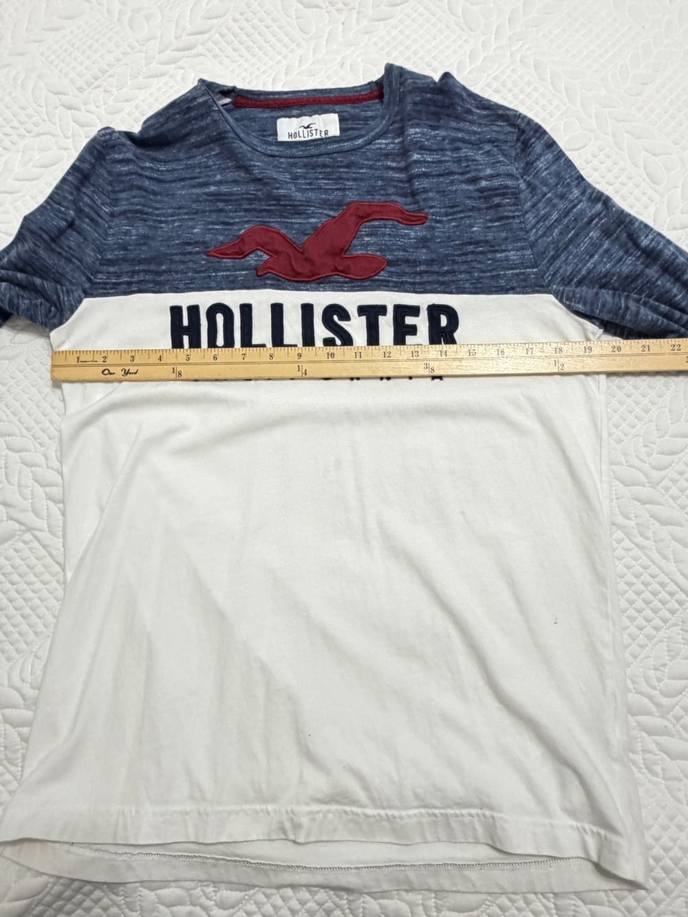 Hollister Men's Long Sleeve Tee - Navy, White & Red Logo Y2K 2000s Retro Preppy - Picture 4 of 13